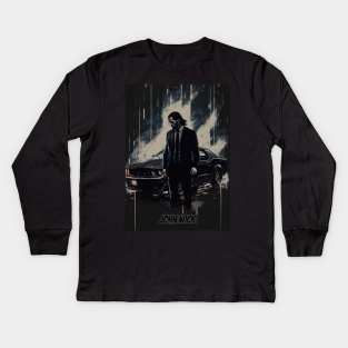 John Wick illustration Kids Long Sleeve T-Shirt